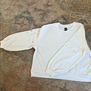 GAP Ivory Eyelet Sleeve Sweatshirt